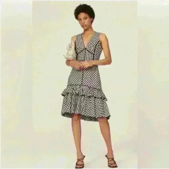 TOME Collective Gingham Ruffle Hem Dress 
Black And White- Size 6 NWT! - Picture 5 of 12